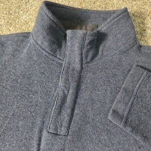 Lachlan British Inspired Mens Large Blue Cotton Quarter Zip Pullover Sweater